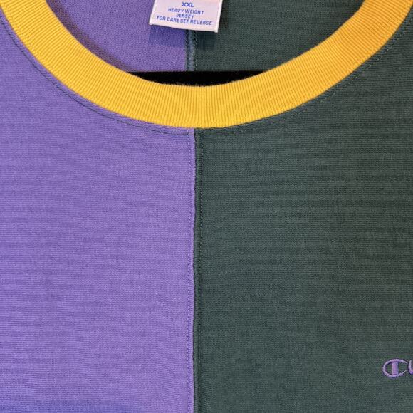 Champion Reverse Weave Multicolor Tri-Tone Men's T Shirt XXL Colorblock Stretch - Picture 5 of 10